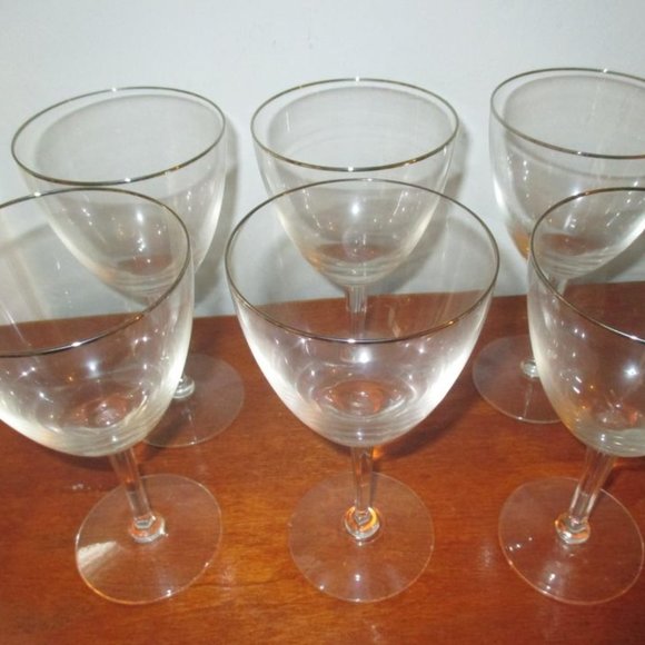 Gorham Dining Vintage Crystal Wine Glasses Set Of 6 Gorham Montclair Platinum Rim Poshmark